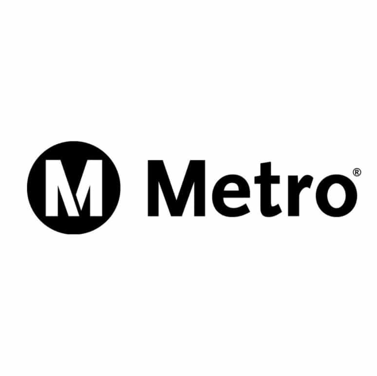 Black LA Metro Logo including a black circle with a white M in it